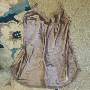 Women's Victoria's Secret sexy mocha satin lace slip, size XL